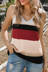 Color Block V-Neck Rib-Knit Tank - Shah S. Sahota
